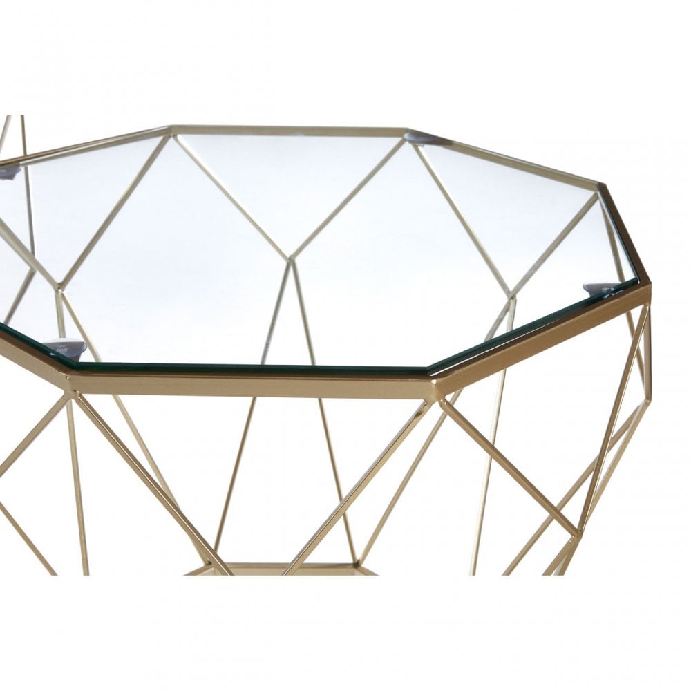 Calias Set of 2 Clear Glass Tables, Iron, Tempered Glass, Silver