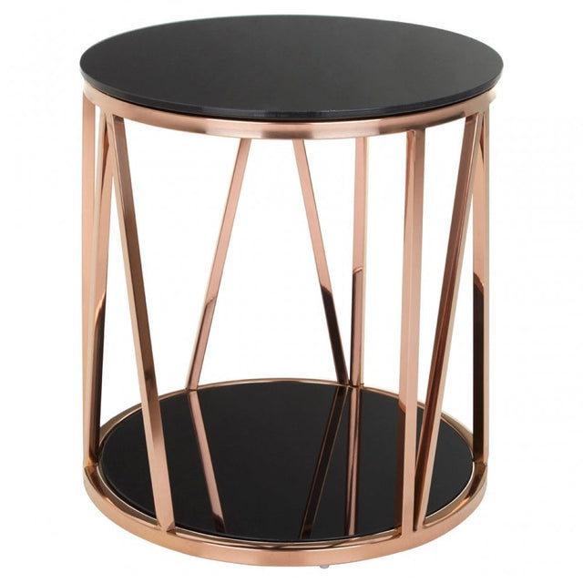 Camperian Rose Gold Side Table, Stainless Steel, Glass, Rose Gold