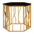 Camperian Black Glass Side Table, Stainless Steel, Glass, Gold