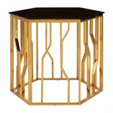 Camperian Black Glass Side Table, Stainless Steel, Glass, Gold