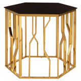 Camperian Black Glass Side Table, Stainless Steel, Glass, Gold