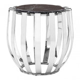 Camperian Black Marble Side Table, Stainless Steel, Glass, Black