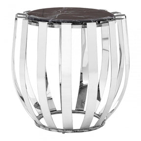 Camperian Black Marble Side Table, Stainless Steel, Glass, Black