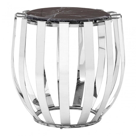 Camperian Black Marble Side Table, Stainless Steel, Glass, Black