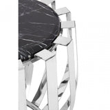 Camperian Black Marble Side Table, Stainless Steel, Glass, Black