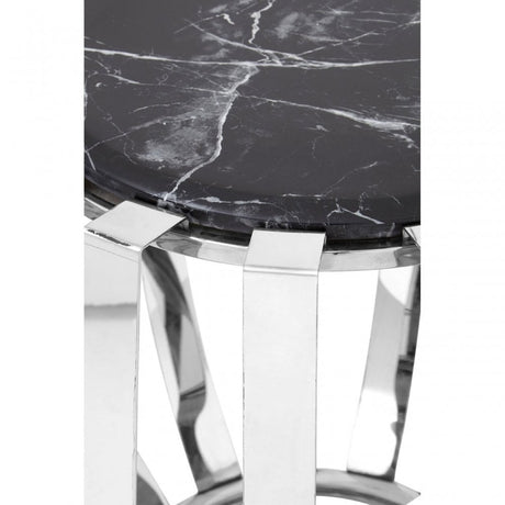 Camperian Black Marble Side Table, Stainless Steel, Glass, Black