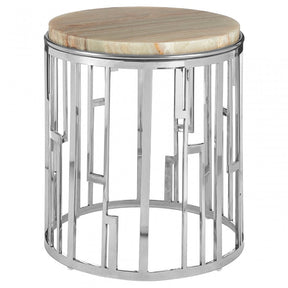 Artefacto Onyx Stone Side Table, Onyx Stone, Stainless Steel, Natural