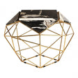 Artefacto Dark Petrified Wood Side Table, Iron, Petrified Wood, Brass