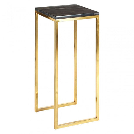 Artefacto Dark Petrified Wood Pedestal Table, Iron, Petrified Wood, Gold