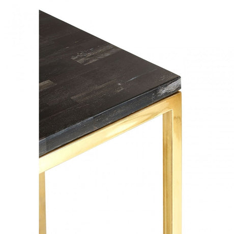 Artefacto Dark Petrified Wood Pedestal Table, Iron, Petrified Wood, Gold