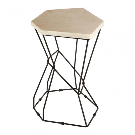 Artefacto Onyx Stone Polygonal Side Table, Iron, Onyx Stone, Natural