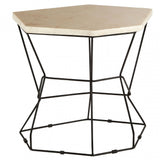 Artefacto Onyx Stone Polygonal Side Table, Iron, Onyx Stone, Natural