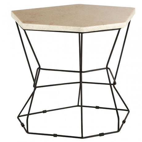 Artefacto Onyx Stone Polygonal Side Table, Iron, Onyx Stone, Natural