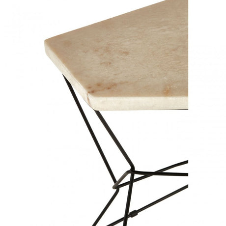 Artefacto Onyx Stone Polygonal Side Table, Iron, Onyx Stone, Natural