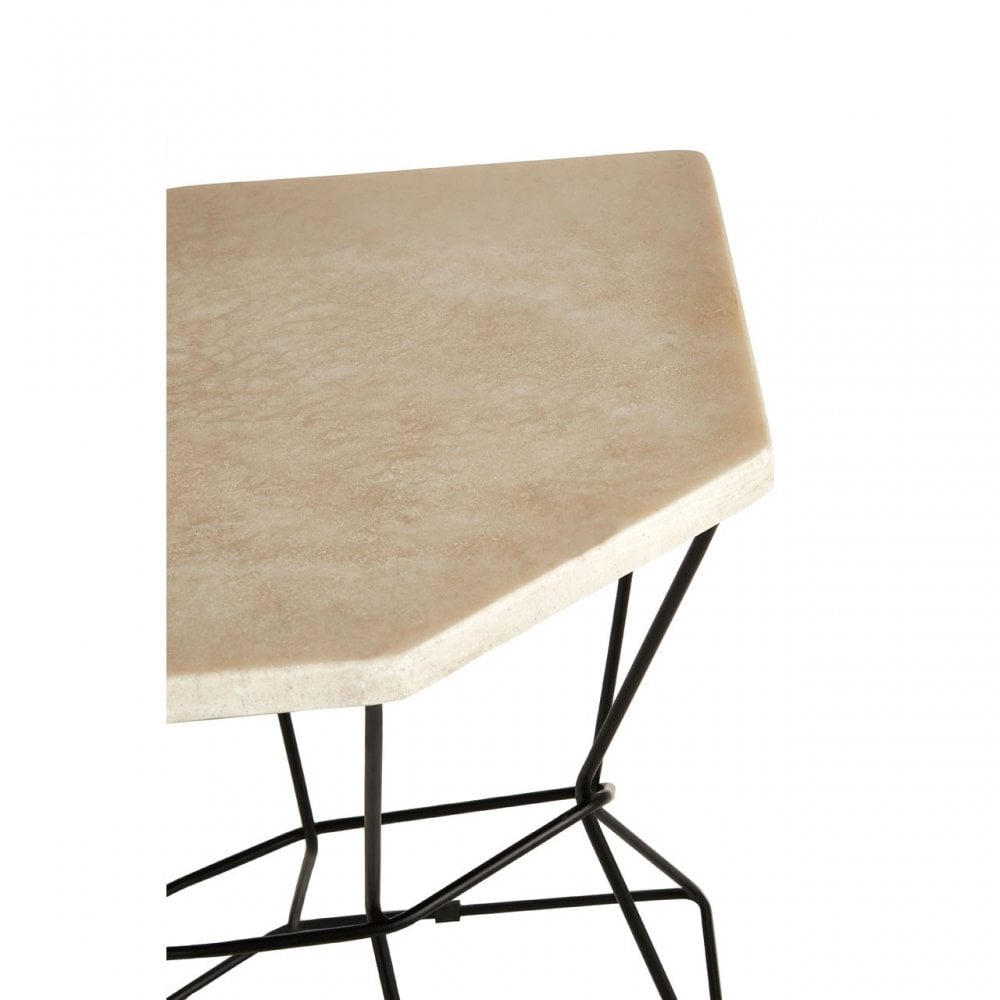 Artefacto Onyx Stone Polygonal Side Table, Iron, Onyx Stone, Natural