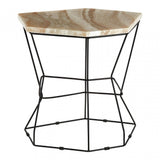 Artefacto Side Table with Patterned Top, Iron, Onyx Stone, Natural