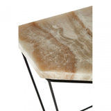 Artefacto Side Table with Patterned Top, Iron, Onyx Stone, Natural
