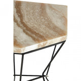 Artefacto Side Table with Patterned Top, Iron, Onyx Stone, Natural