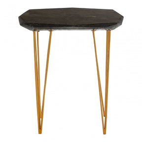 Artefacto Small / Black Marble Top Side Table, Iron, Marble, Black