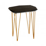 Artefacto Small / Black Marble Top Side Table, Iron, Marble, Black