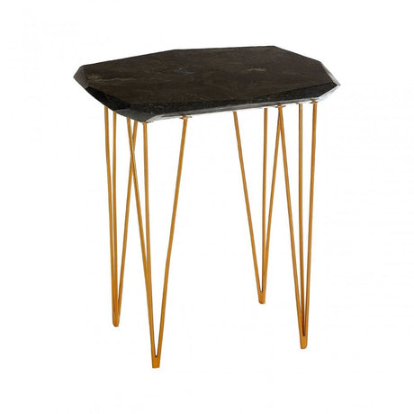 Artefacto Small / Black Marble Top Side Table, Iron, Marble, Black