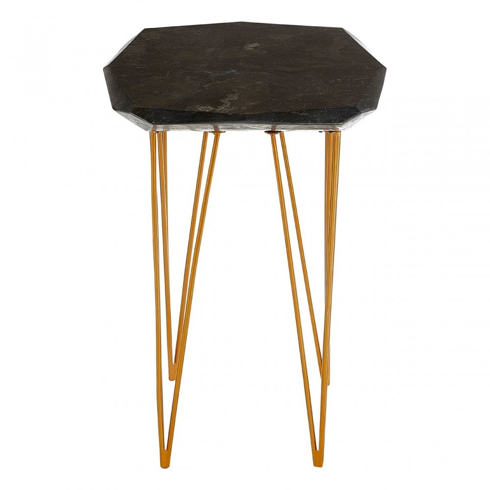 Artefacto Small / Black Marble Top Side Table, Iron, Marble, Black
