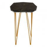 Artefacto Small / Black Marble Top Side Table, Iron, Marble, Black