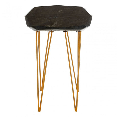 Artefacto Small / Black Marble Top Side Table, Iron, Marble, Black