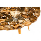 Artefacto Low Side Table with Agate Stone Top, Agate, Iron, Natural