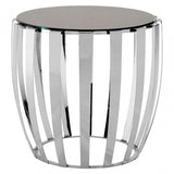 Yasmin Stainless Steel Side Table, Stainless Steel, Glass, Silver