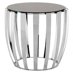 Yasmin Stainless Steel Side Table, Stainless Steel, Glass, Silver