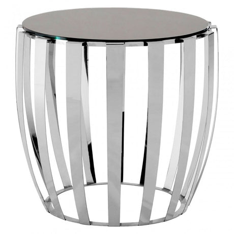 Yasmin Stainless Steel Side Table, Stainless Steel, Glass, Silver