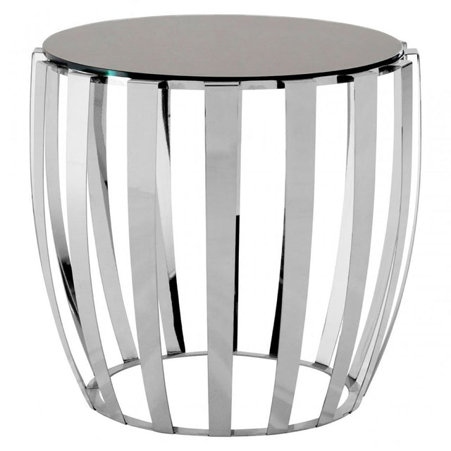 Yasmin Stainless Steel Side Table, Stainless Steel, Glass, Silver