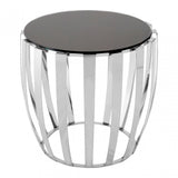 Yasmin Stainless Steel Side Table, Stainless Steel, Glass, Silver