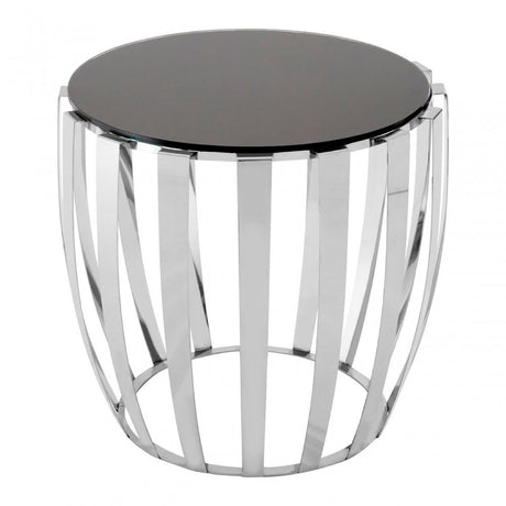 Yasmin Stainless Steel Side Table, Stainless Steel, Glass, Silver