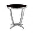 Yasmin Black Tempered Glass Side Table, Stainless Steel, Glass, Silver
