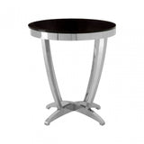 Yasmin Black Tempered Glass Side Table, Stainless Steel, Glass, Silver