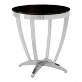 Yasmin Black Tempered Glass Side Table, Stainless Steel, Glass, Silver