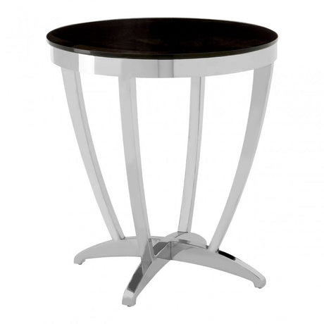 Yasmin Black Tempered Glass Side Table, Stainless Steel, Glass, Silver