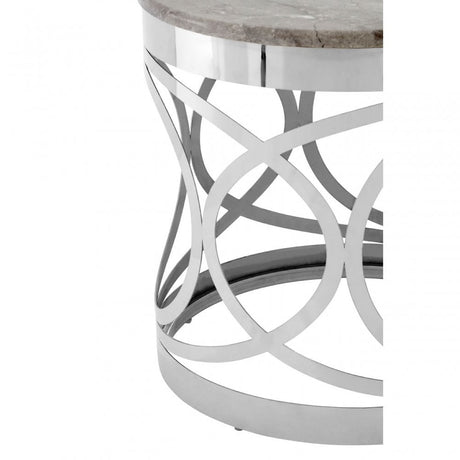 Yasmin Marble Side Table, Marble, Stainless Steel, White