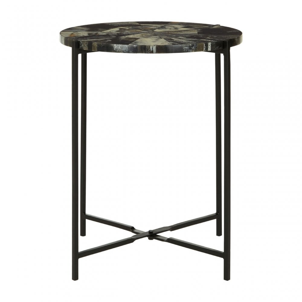 Marlox Antique Green / Black Table, Iron, Resin, Green