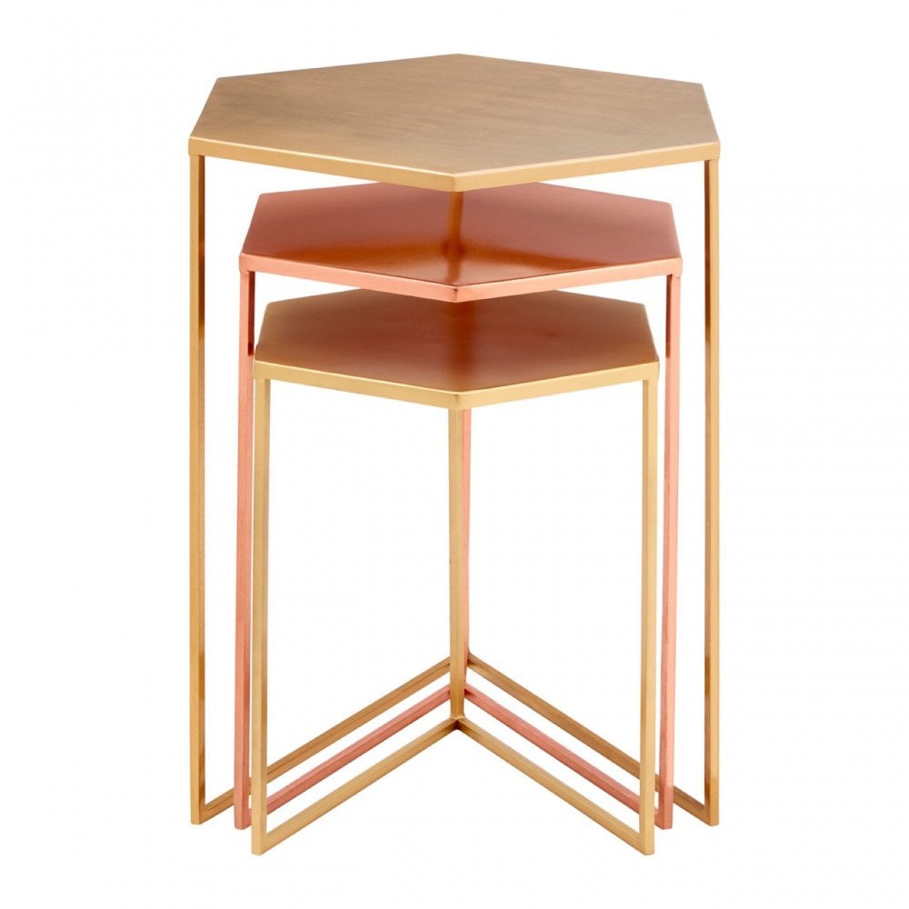Hamish Set of 3 Bronze Finish Tables, Iron