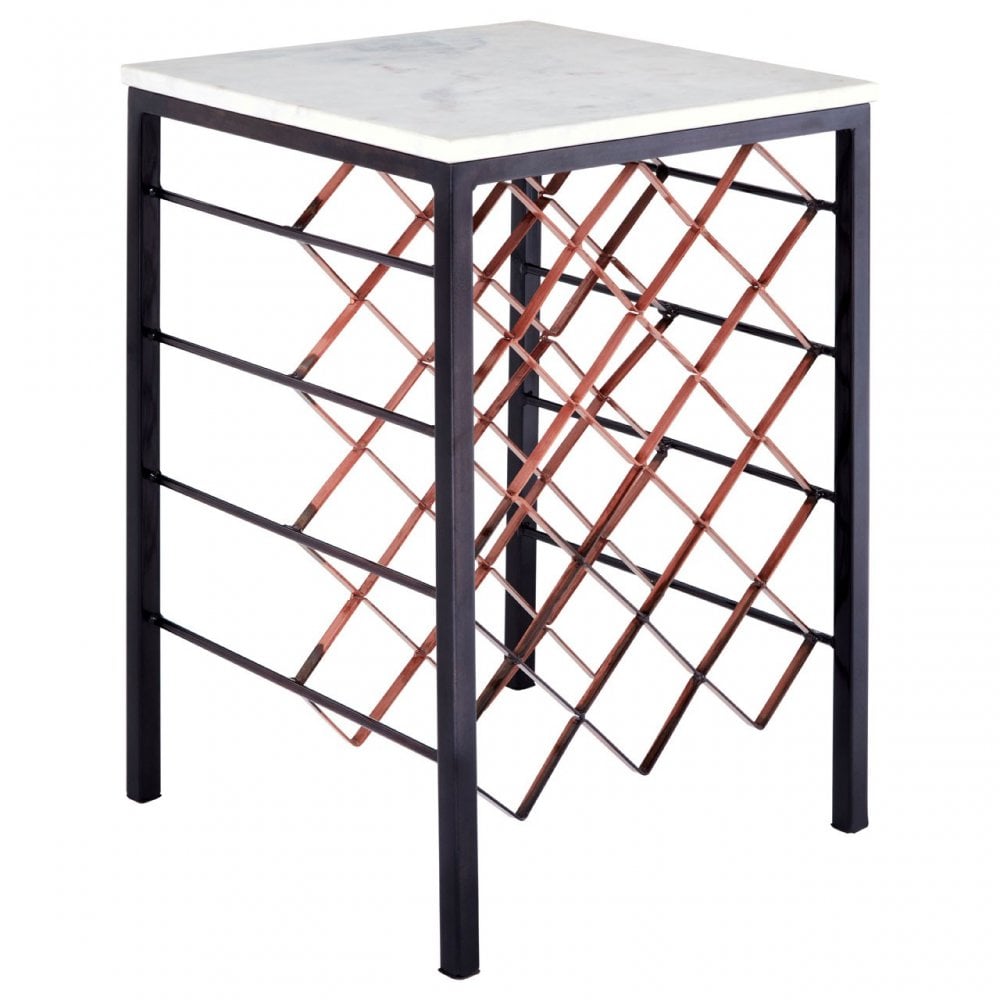 Hamish White Marble / Iron Table, Iron, Marble, White