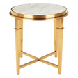 Camperian Round Gold Finish Side Table, Marble, Stainless Steel, Gold