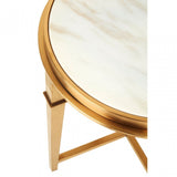 Camperian Round Gold Finish Side Table, Marble, Stainless Steel, Gold