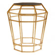 Zodiac Drum Shaped Table, Glass, Gold