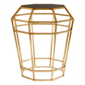 Zodiac Drum Shaped Table, Glass, Gold