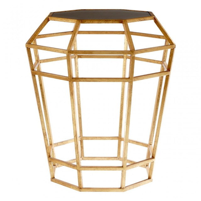 Zodiac Drum Shaped Table, Glass, Gold