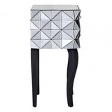 Soho 2 Drawer 3D Side Table, Wood, Mirrored Glass, Wood, Silver