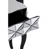 Soho 2 Drawer 3D Side Table, Wood, Mirrored Glass, Wood, Silver